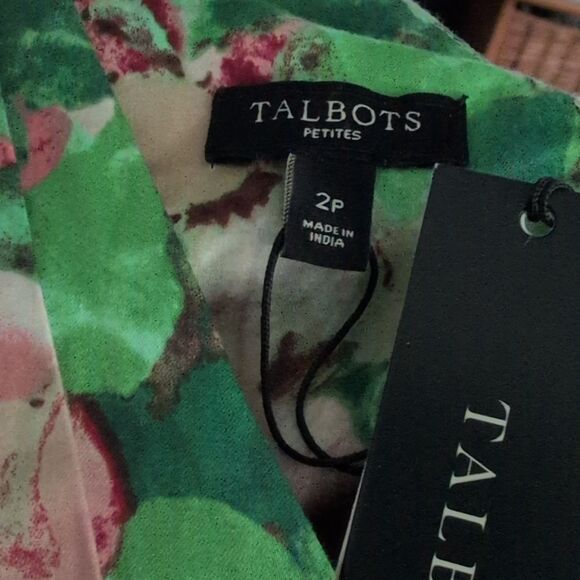 TALBOTS watercolor floral tie back sheath dress NWT Women's Size 2 Petite - Picture 2 of 12